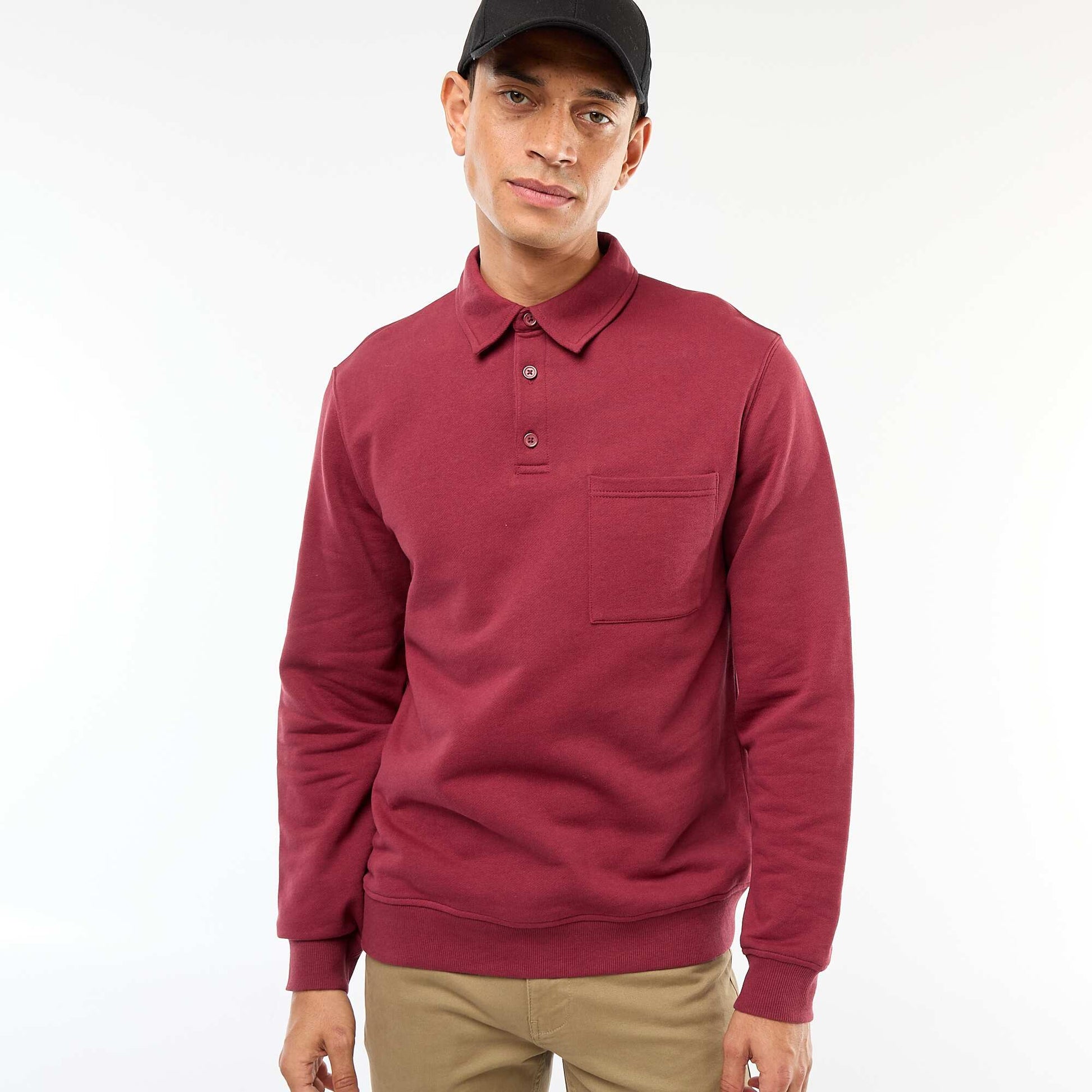 Buzo remera lisa de manga larga ROJO