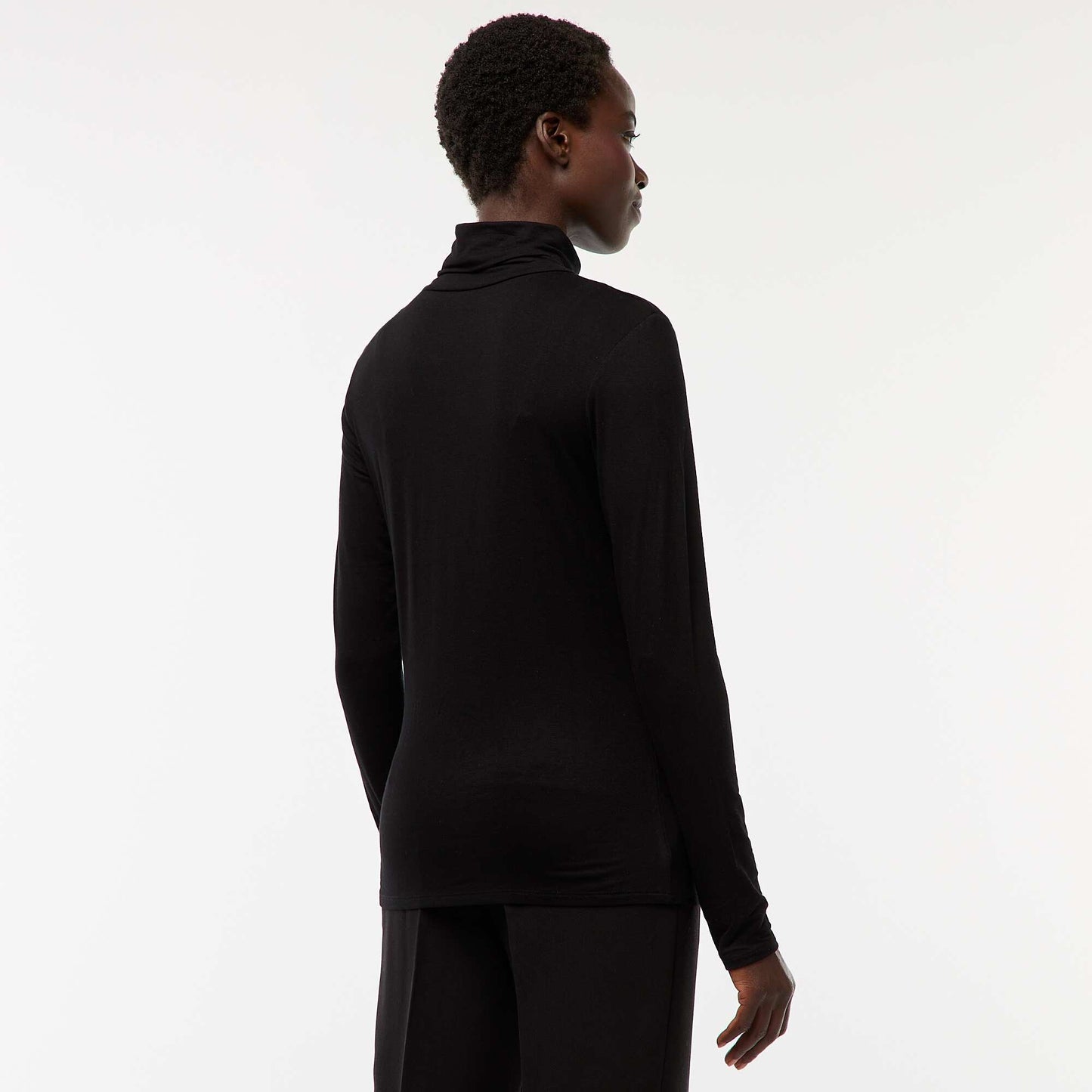 Camiseta de cuello alto y manga larga NEGRO