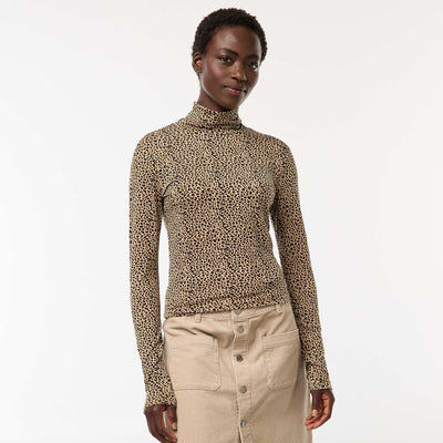 Camiseta de cuello alto y manga larga BEIGE