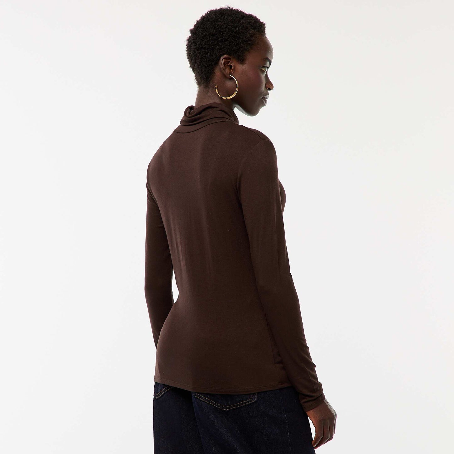 Camiseta de cuello alto y manga larga MARRON