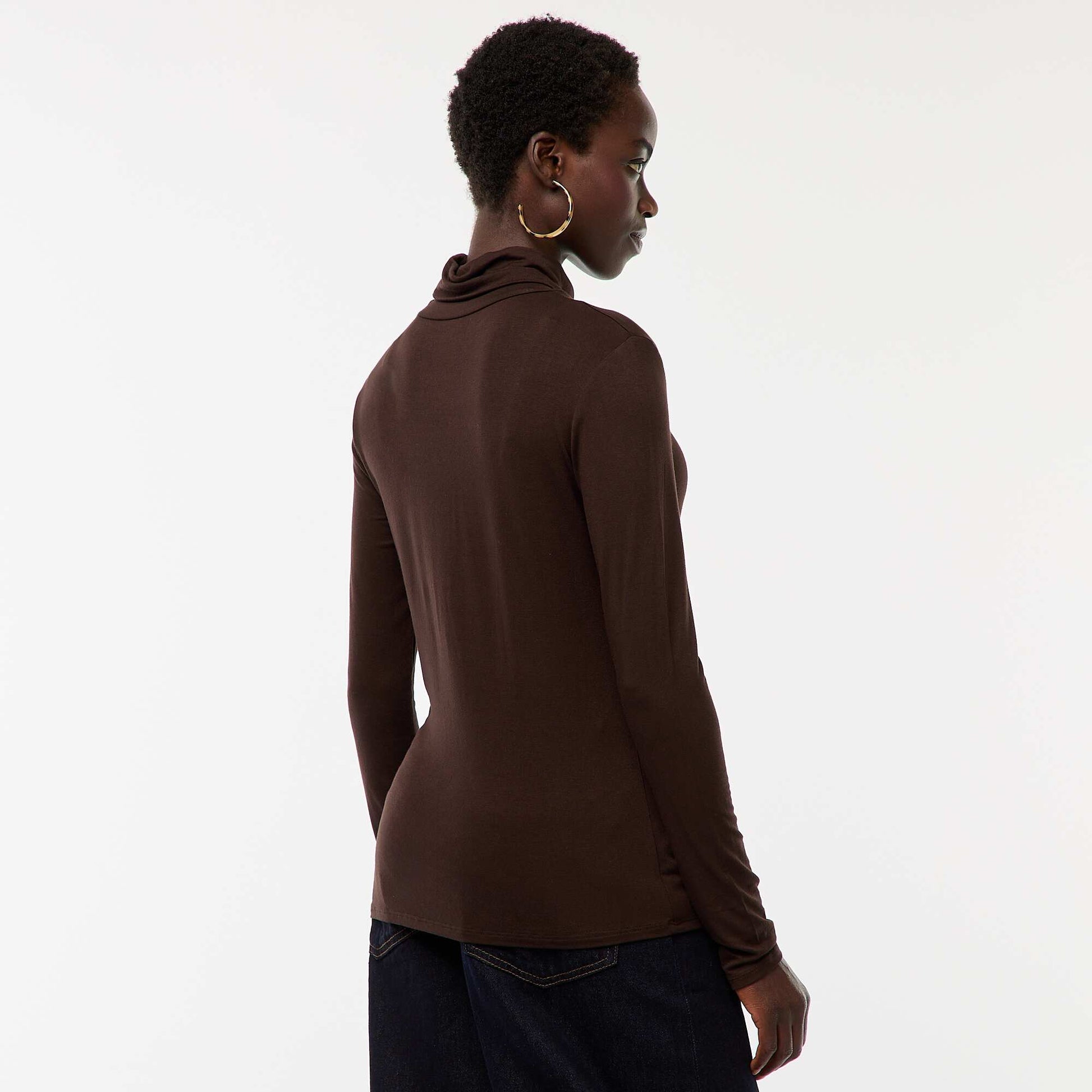 Camiseta de cuello alto y manga larga MARRON