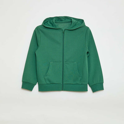 Buzo lisa con cremallera y capucha VERDE