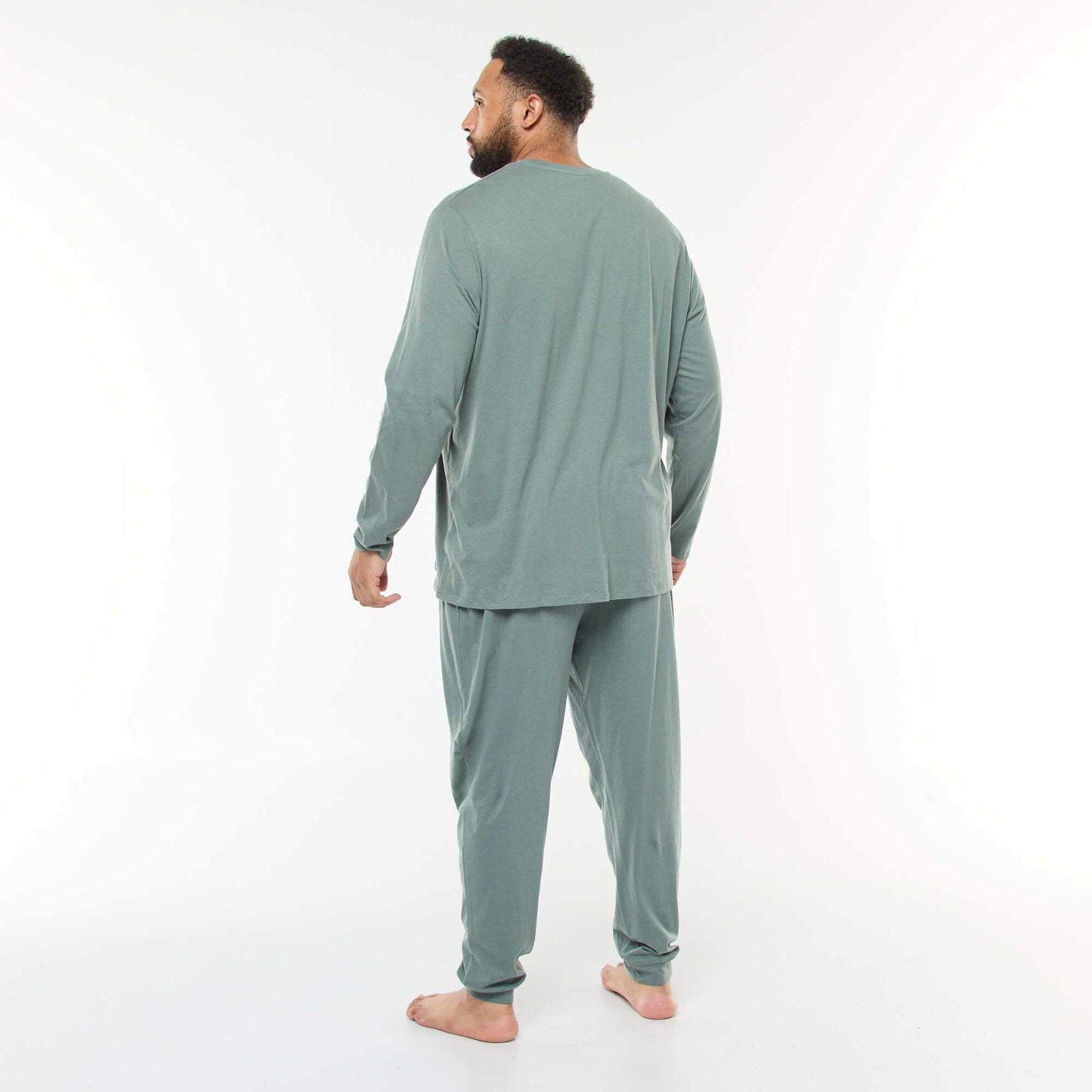 Conjunto de pijama largo de punto camiseta + pantalón - 2 piezas VERDE