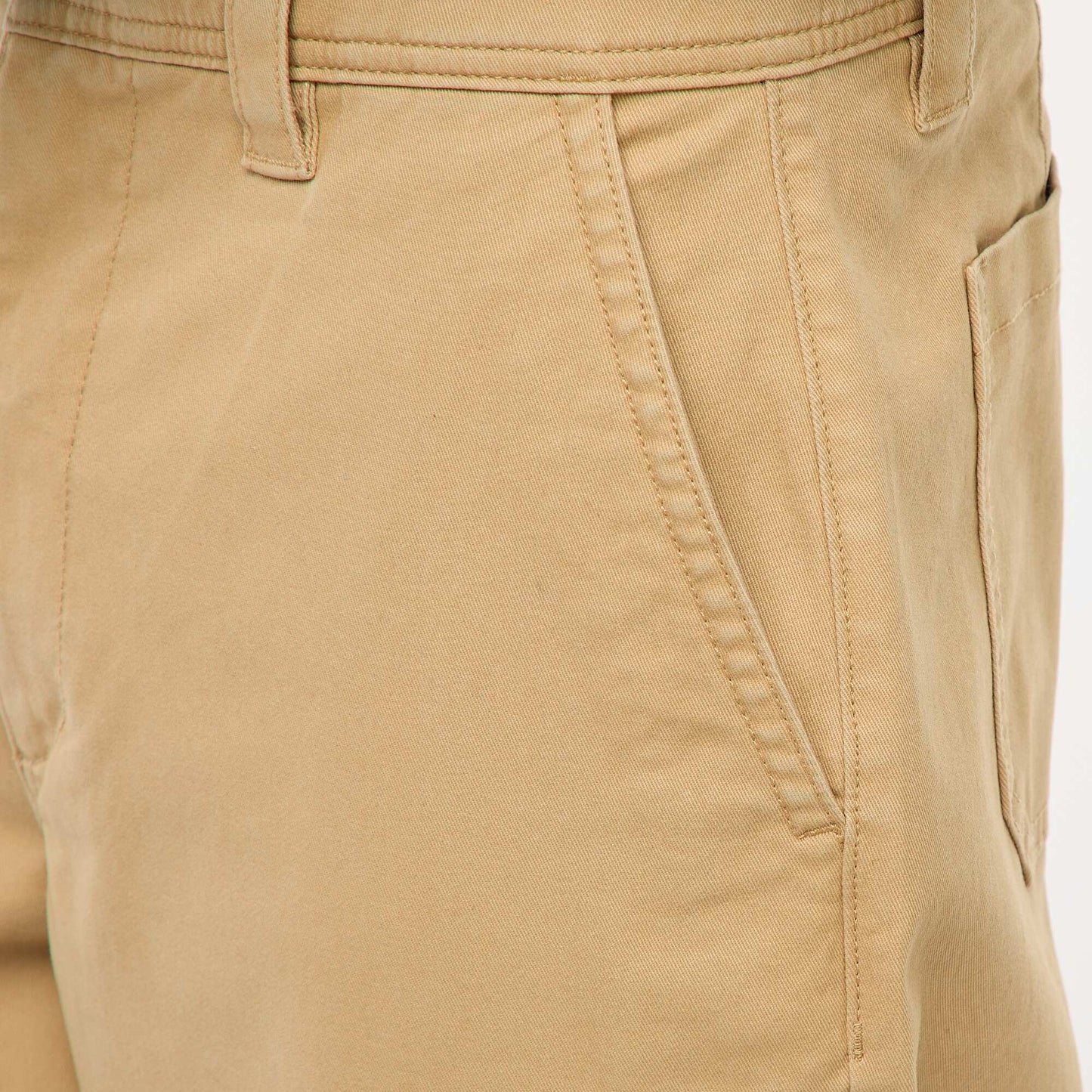 Pantalón ancho / wide leg liso de sarga BEIGE