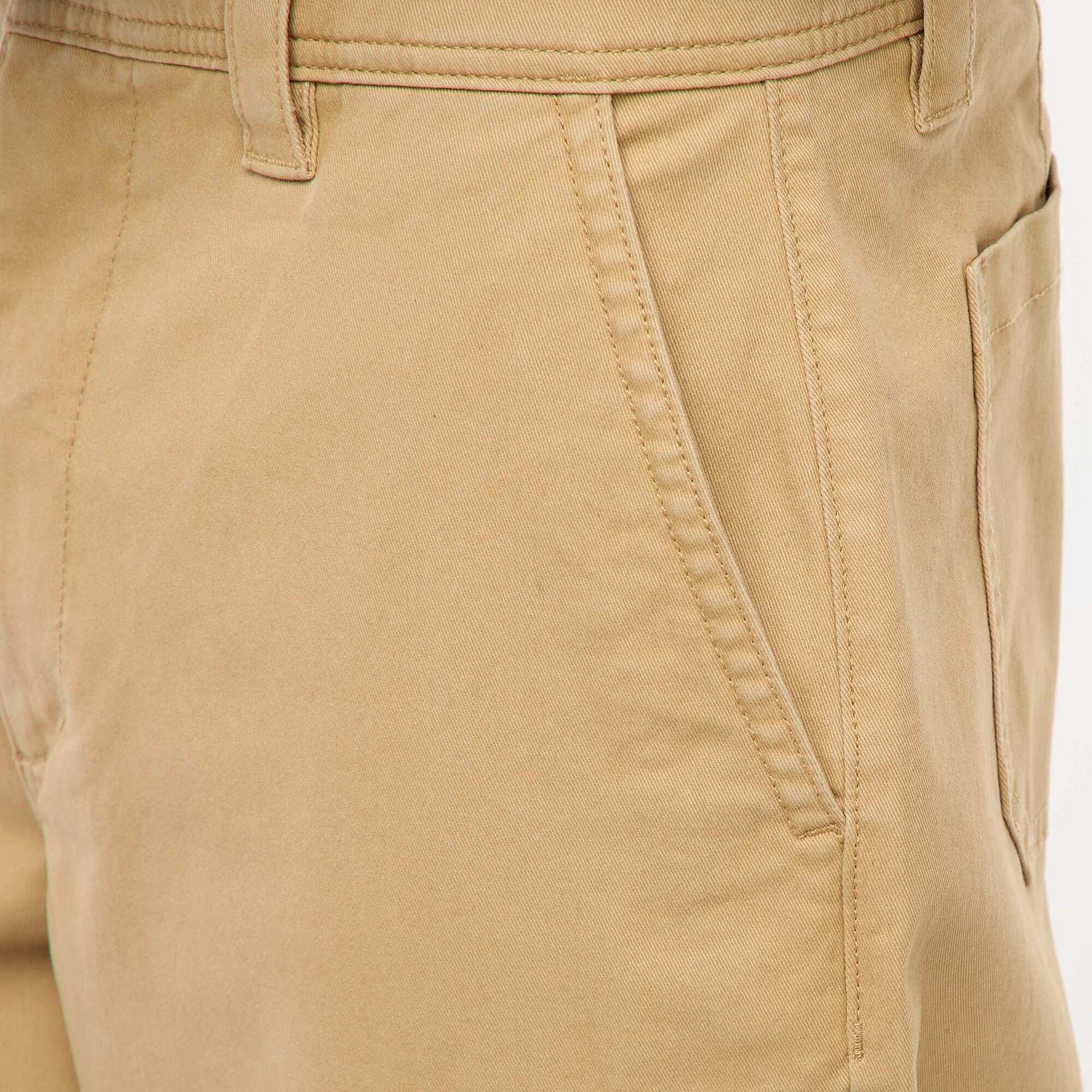 Pantalón ancho / wide leg liso de sarga BEIGE