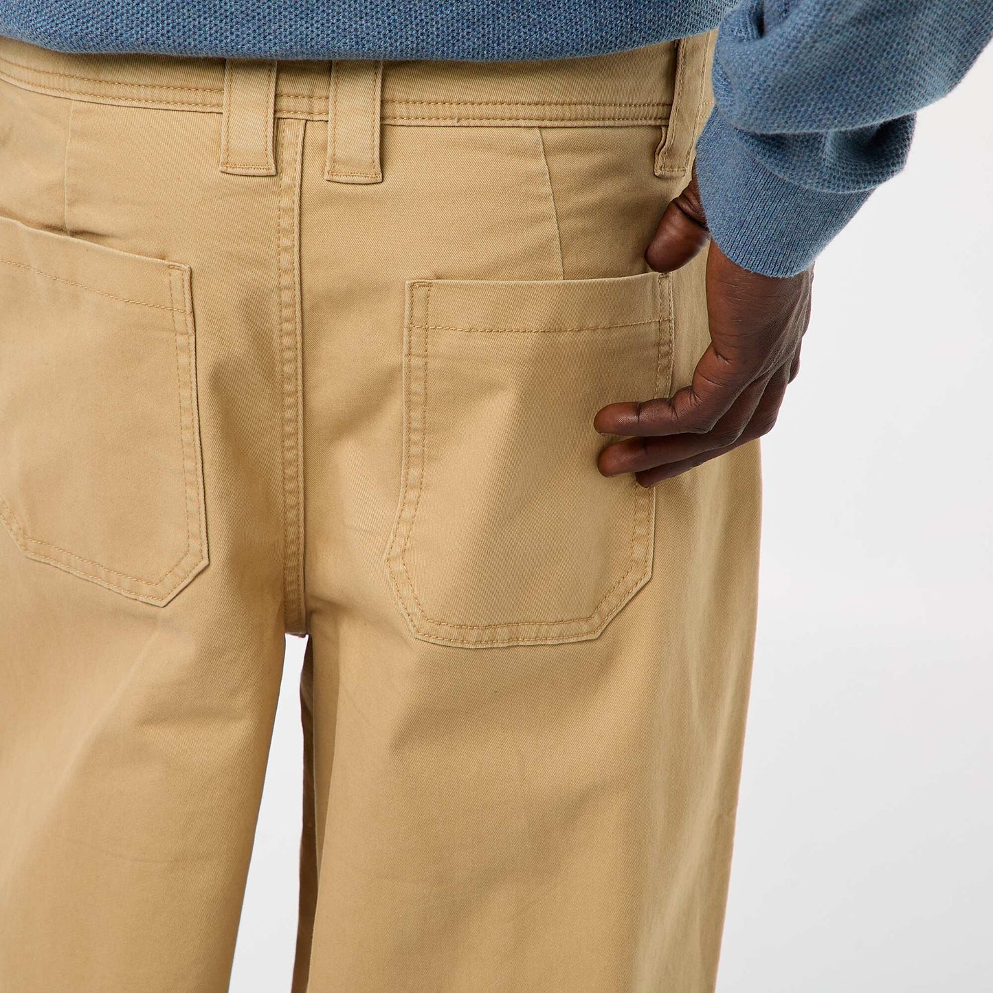 Pantalón ancho / wide leg liso de sarga BEIGE
