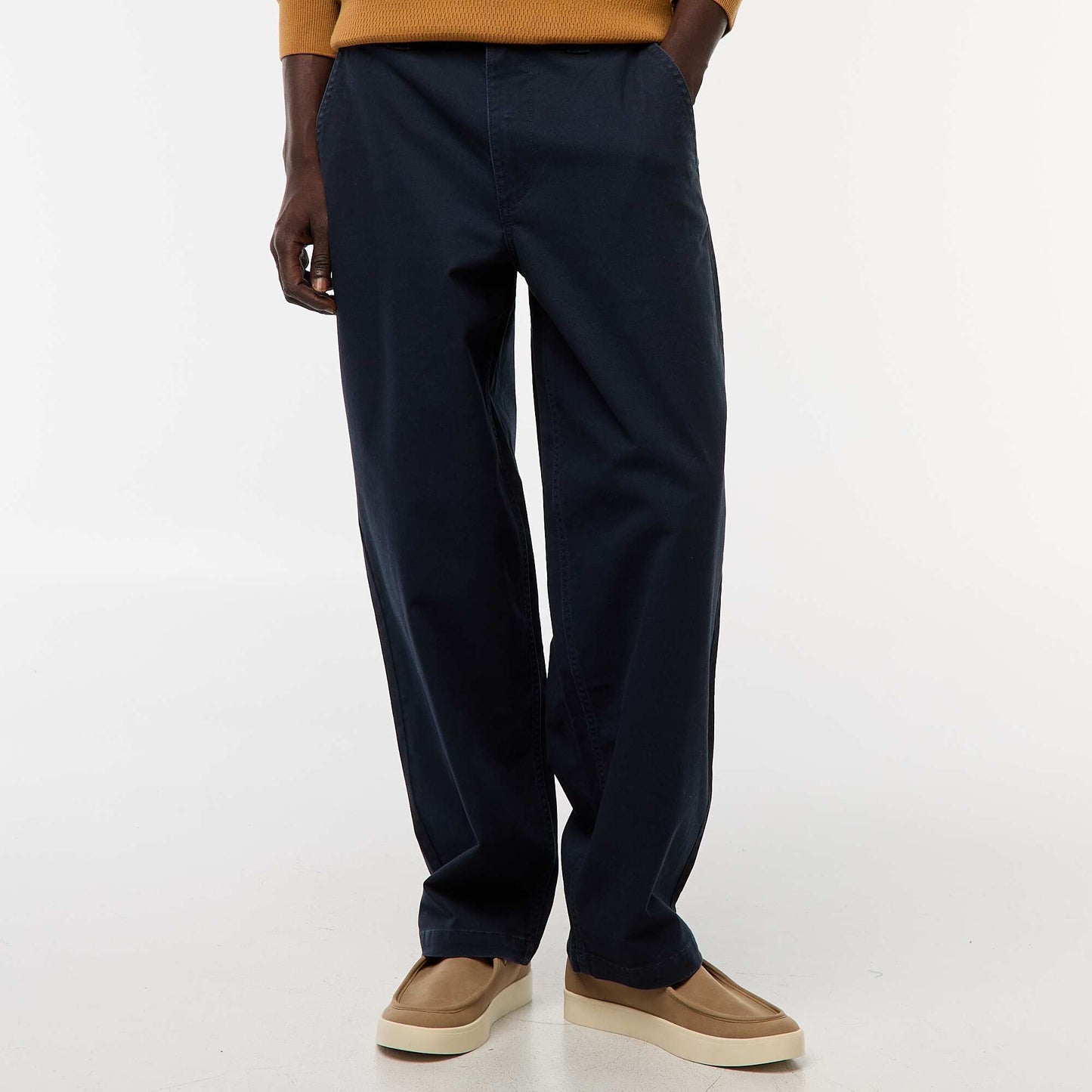 Pantalón ancho / wide leg liso de sarga AZUL