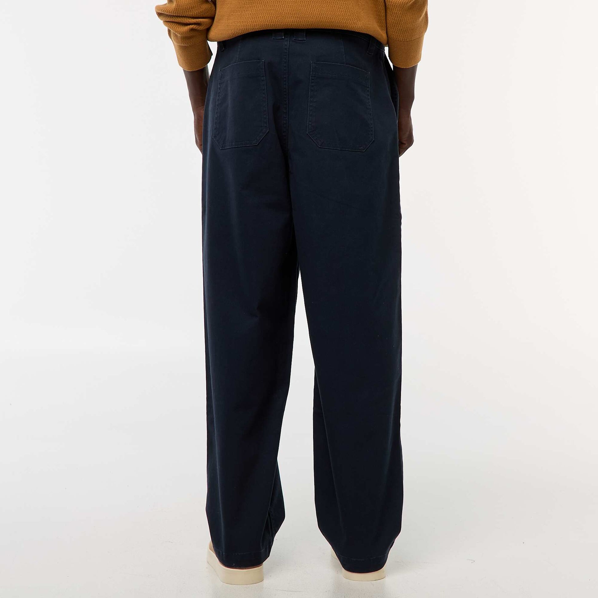 Pantalón ancho / wide leg liso de sarga AZUL