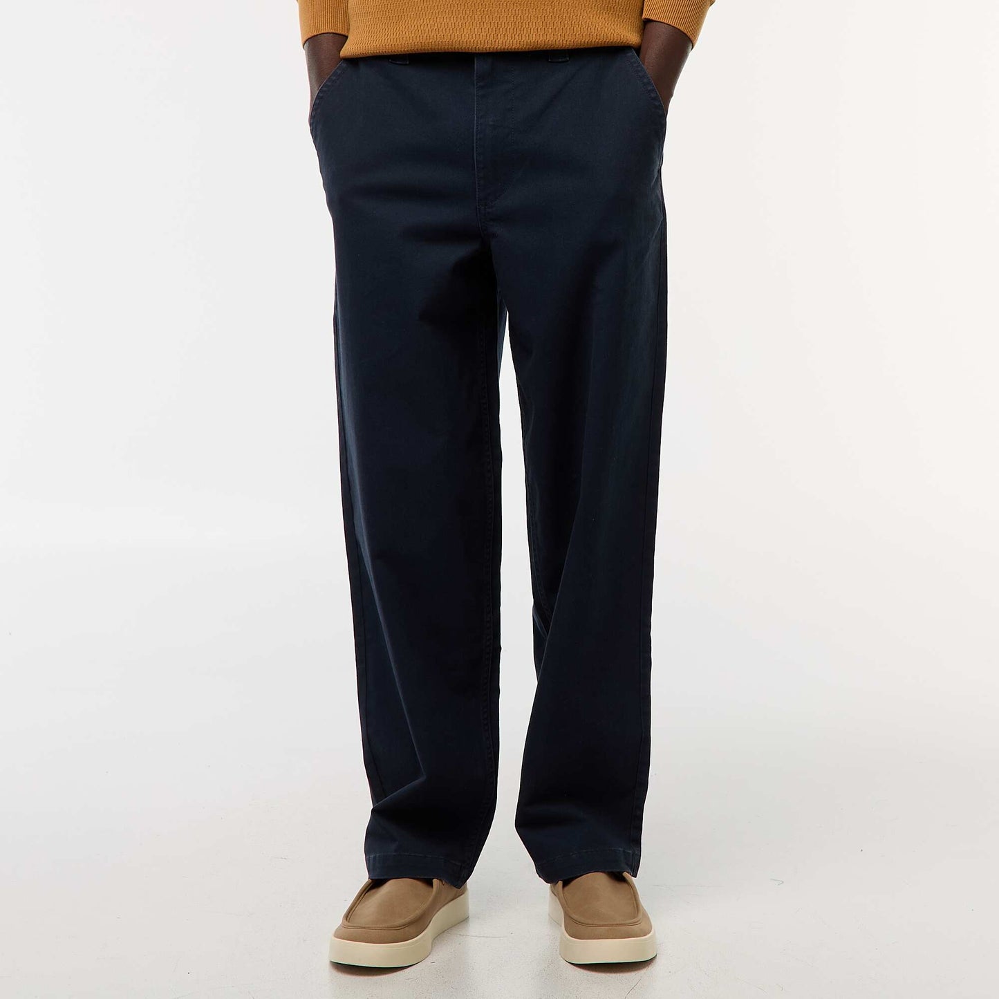 Pantalón ancho / wide leg liso de sarga AZUL