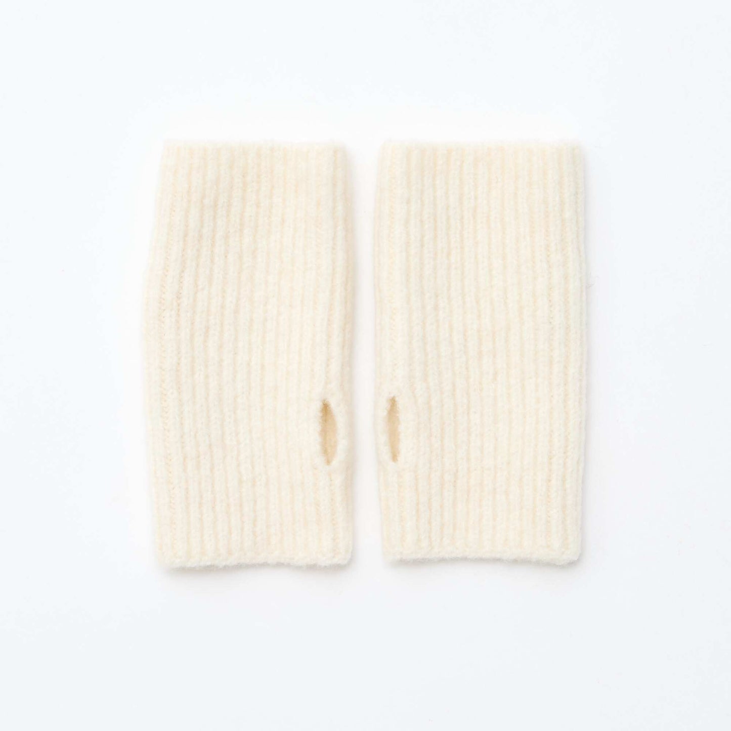 Guantes sin dedos de punto BLANCO