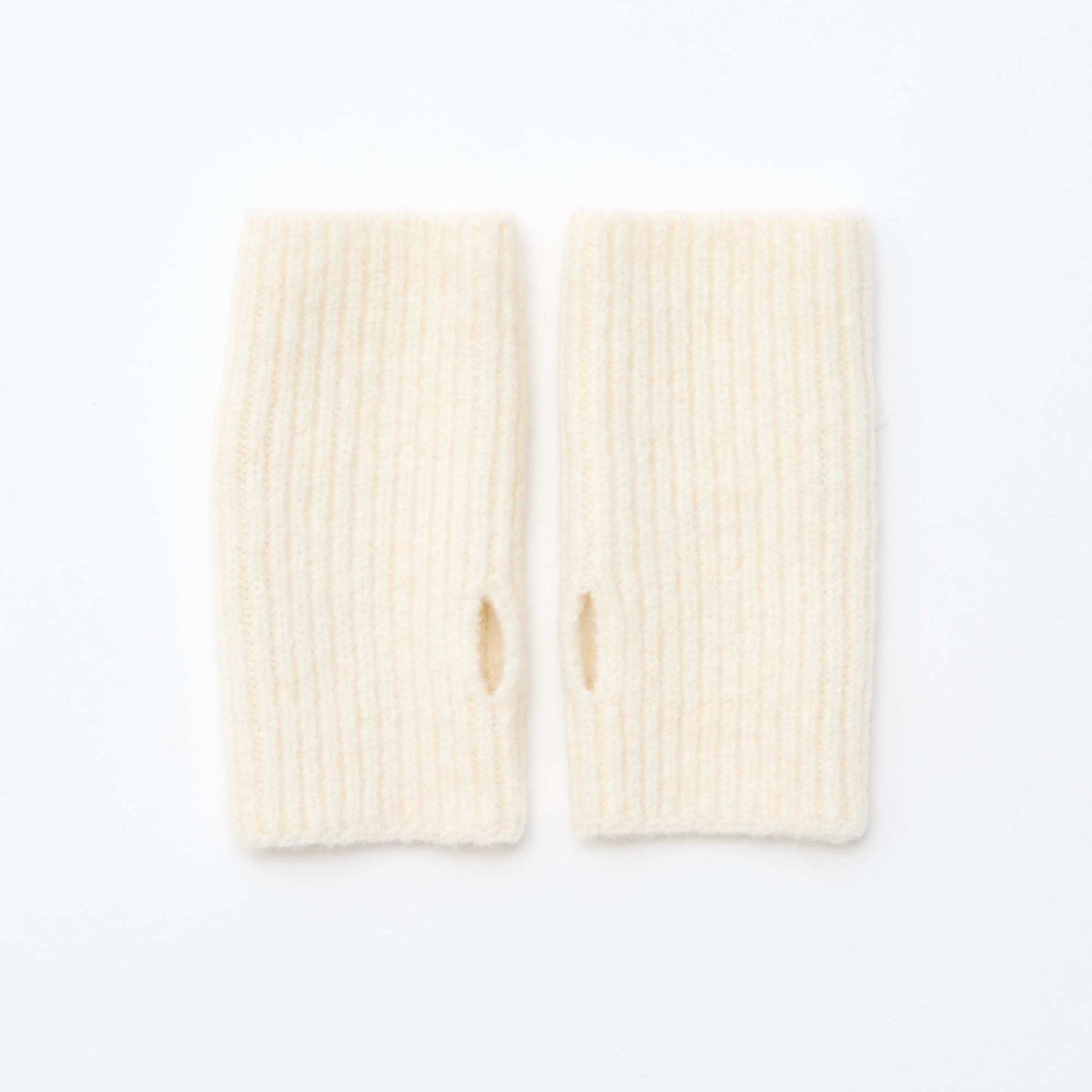 Guantes sin dedos de punto BLANCO