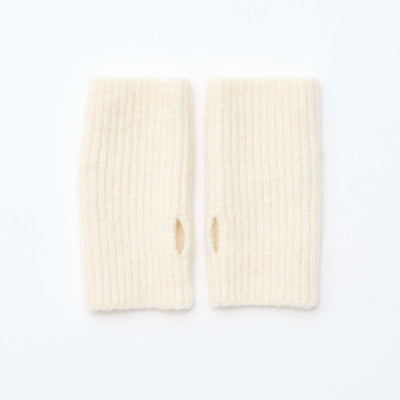 Guantes sin dedos de punto BLANCO