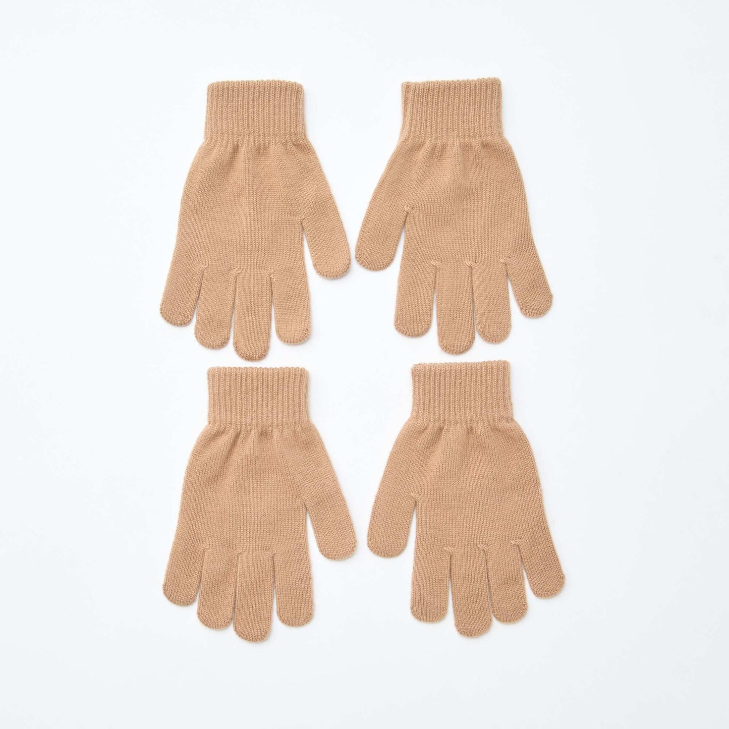 pack de 2 pares de guantes de punto BEIGE