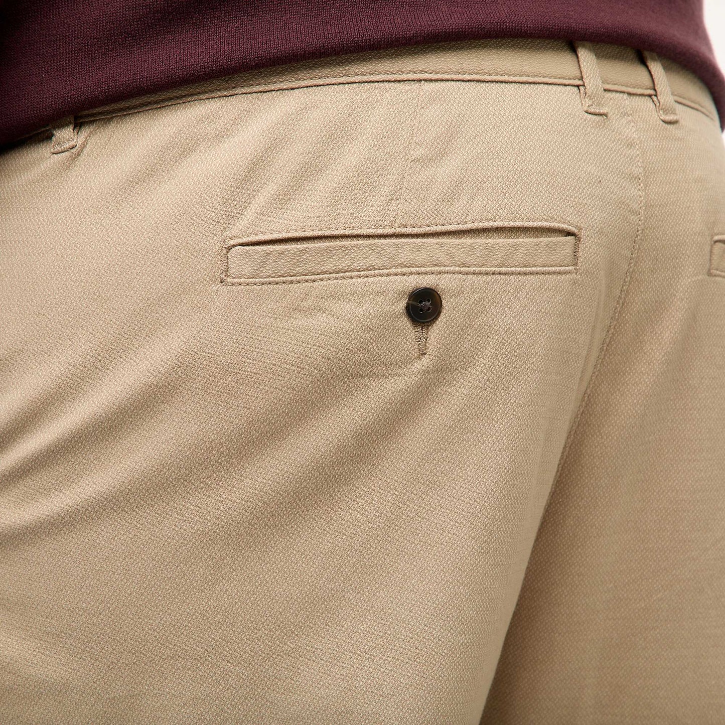 Pantalón chino liso de algodón elástico BEIGE