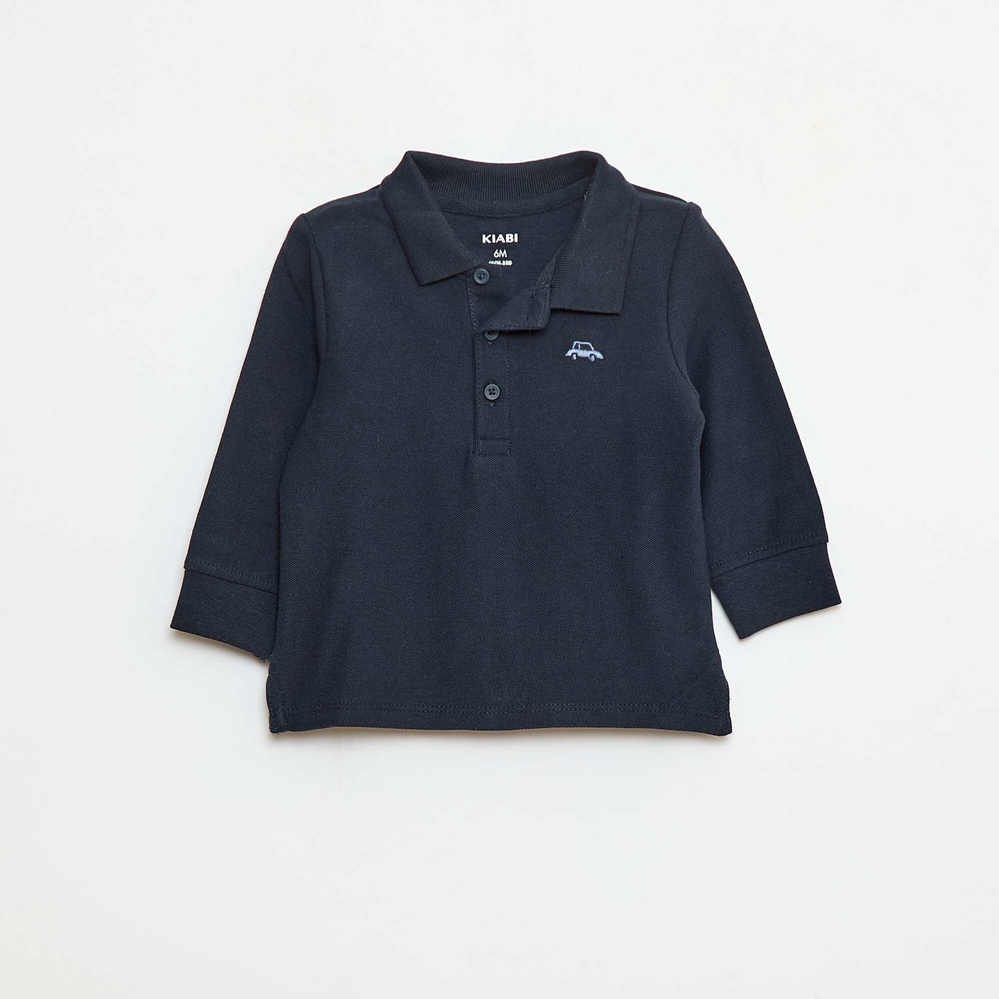 Remera de piqué de algodón de manga larga AZUL