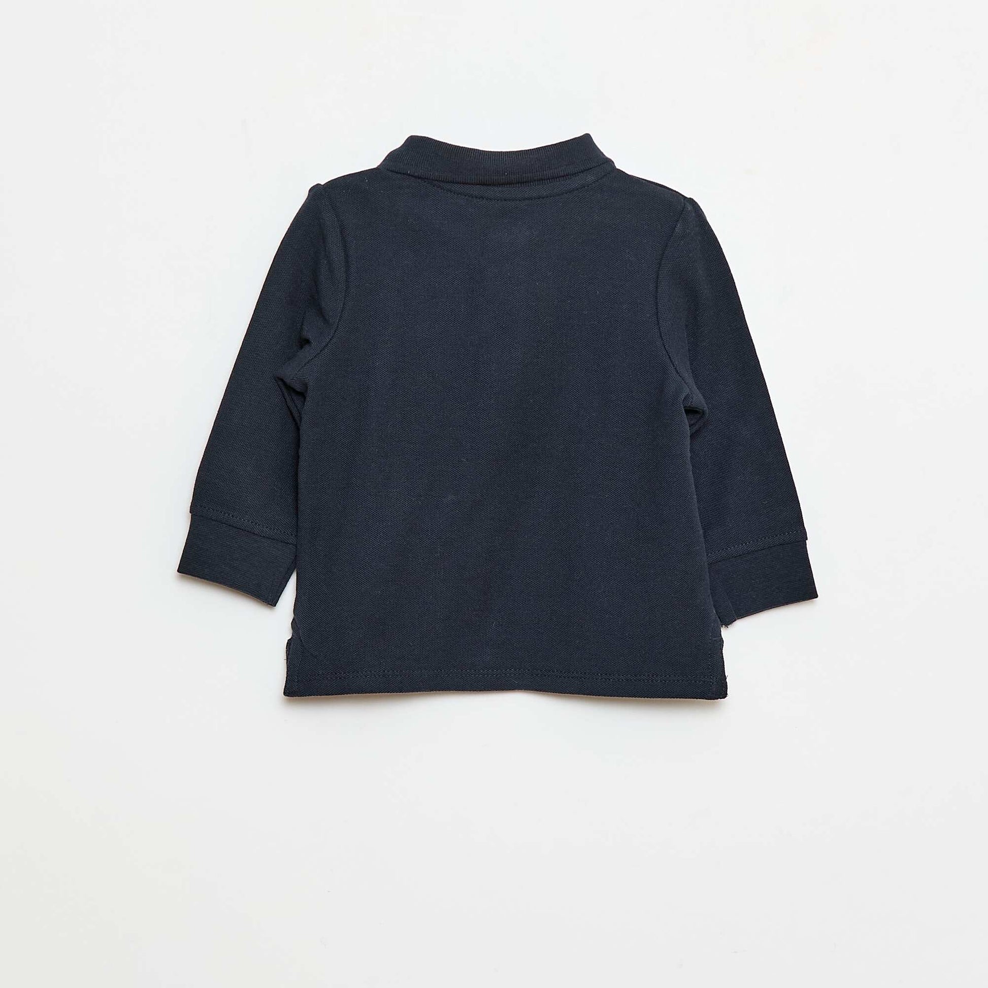 Remera de piqué de algodón de manga larga AZUL