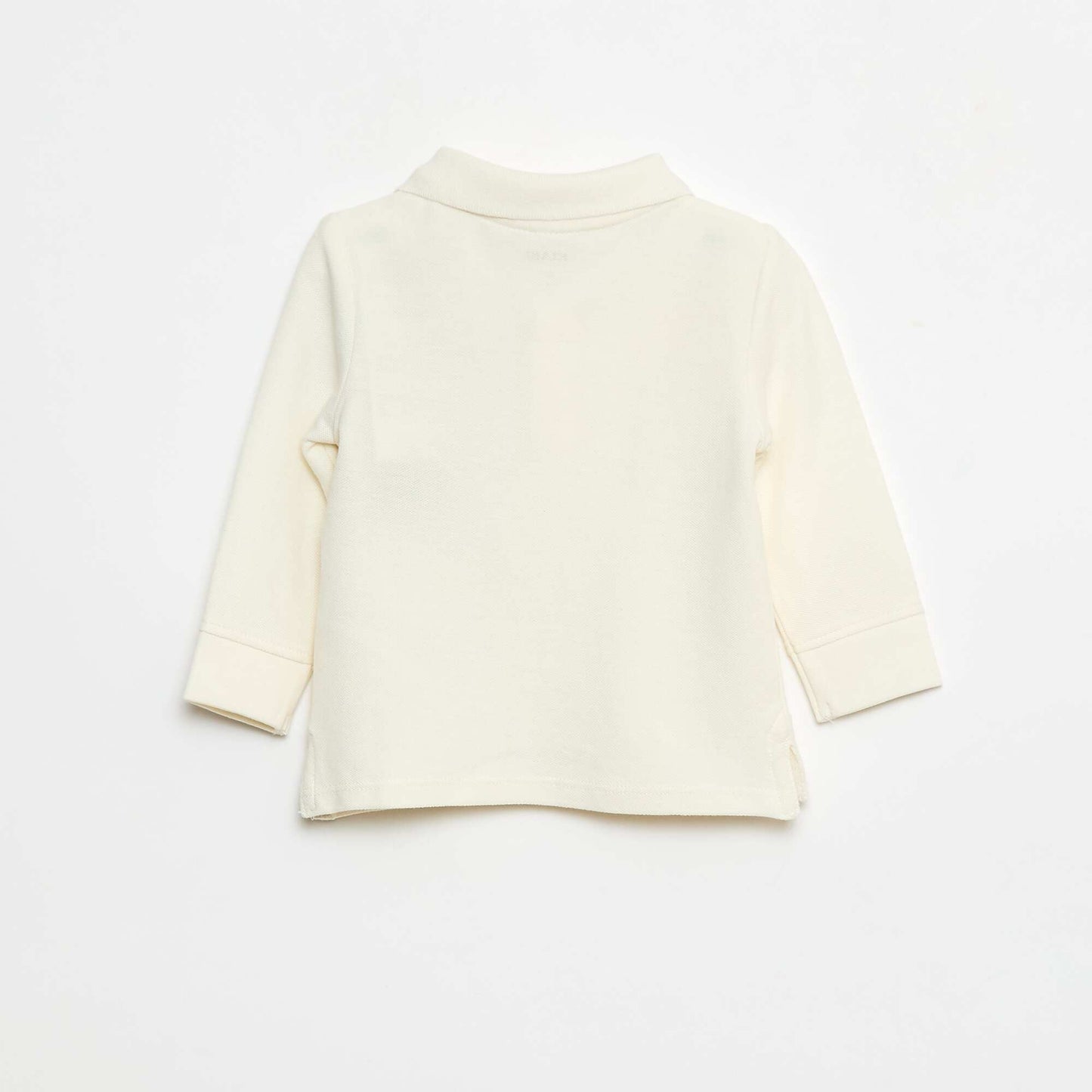 Remera de piqué de algodón de manga larga BLANCO