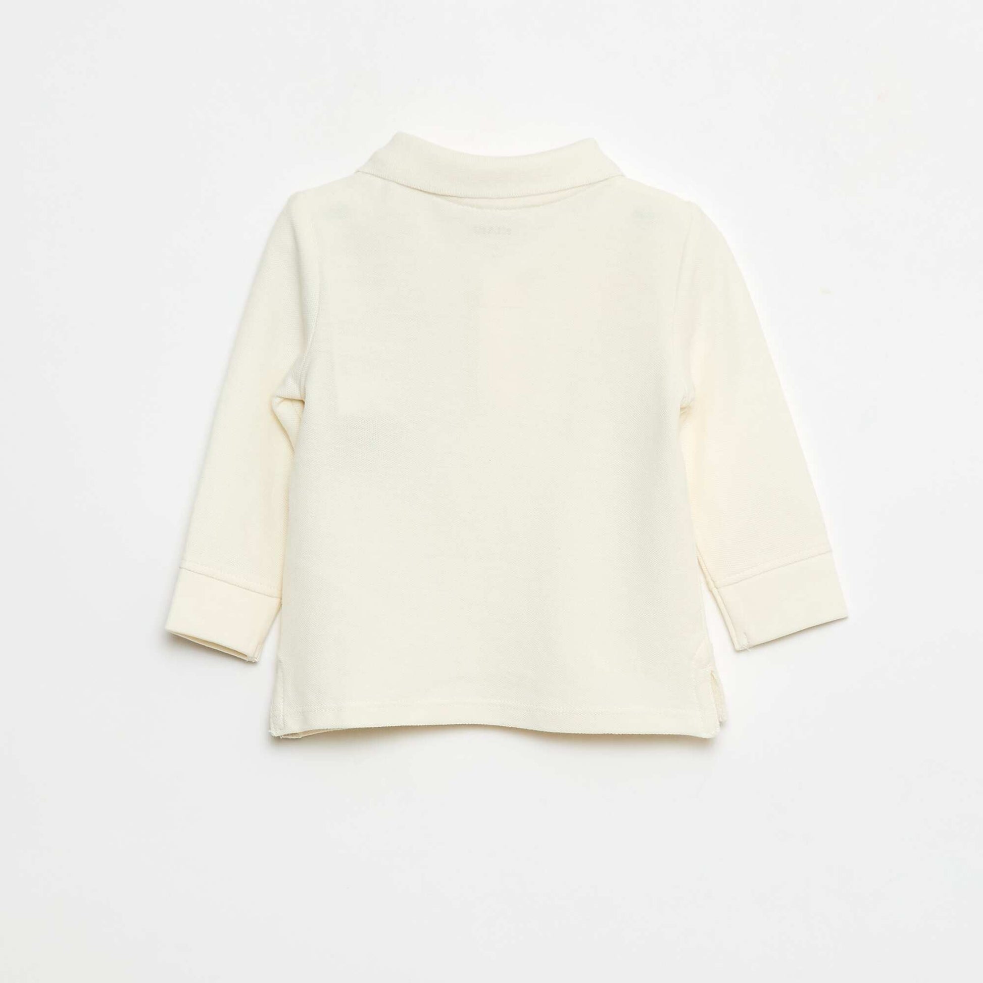 Remera de piqué de algodón de manga larga BLANCO