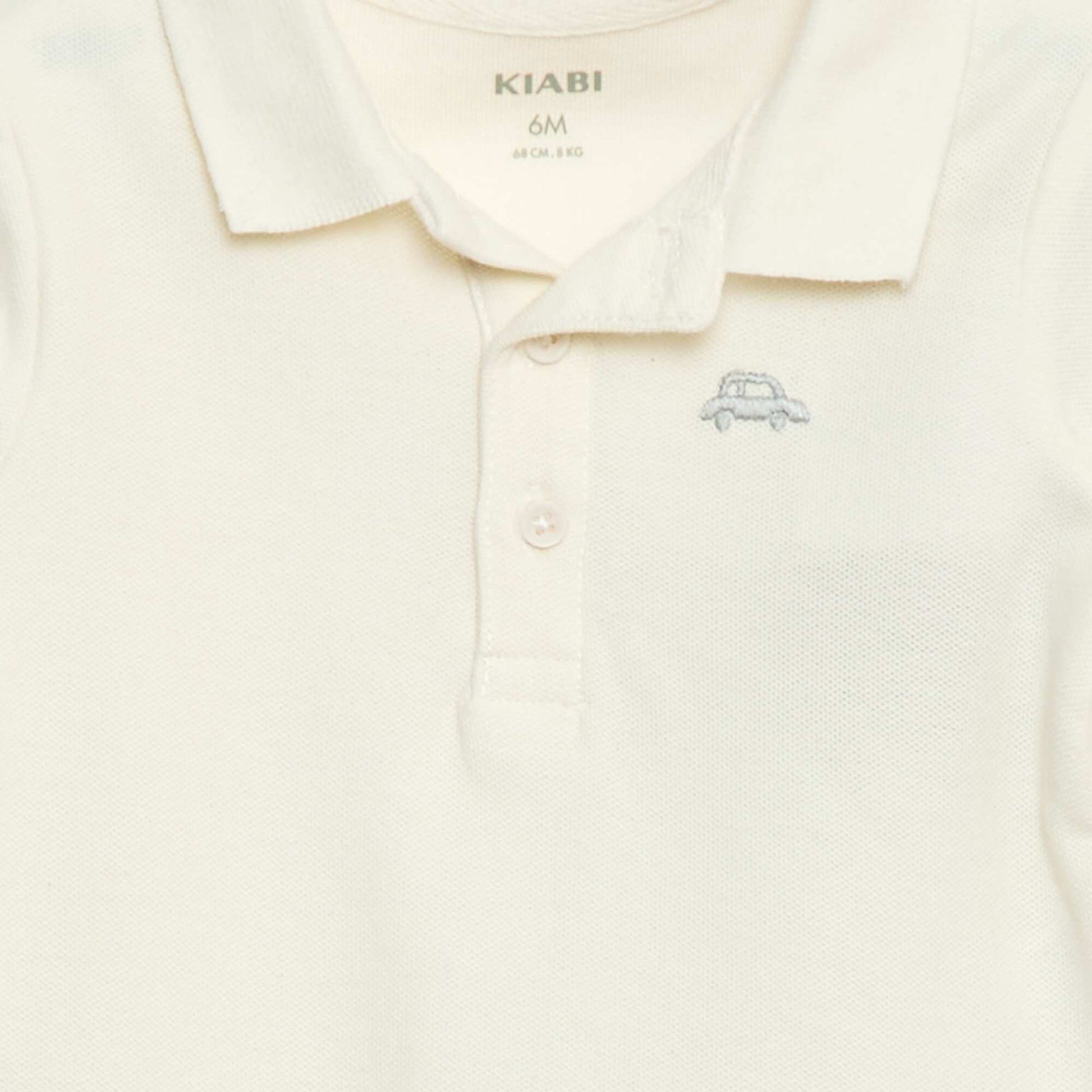 Remera de piqué de algodón de manga larga BLANCO