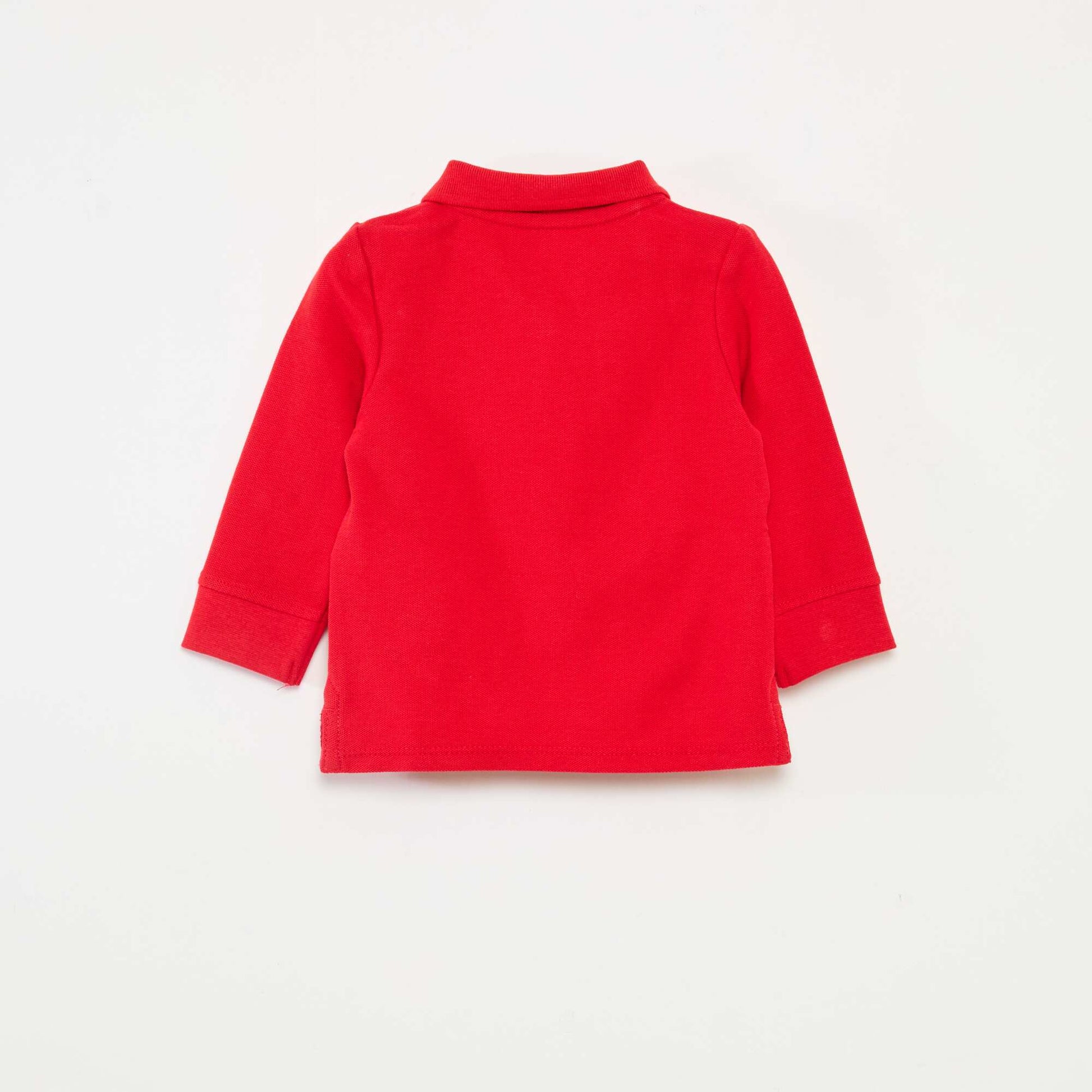 Remera de algodón piqué de manga larga ROJO
