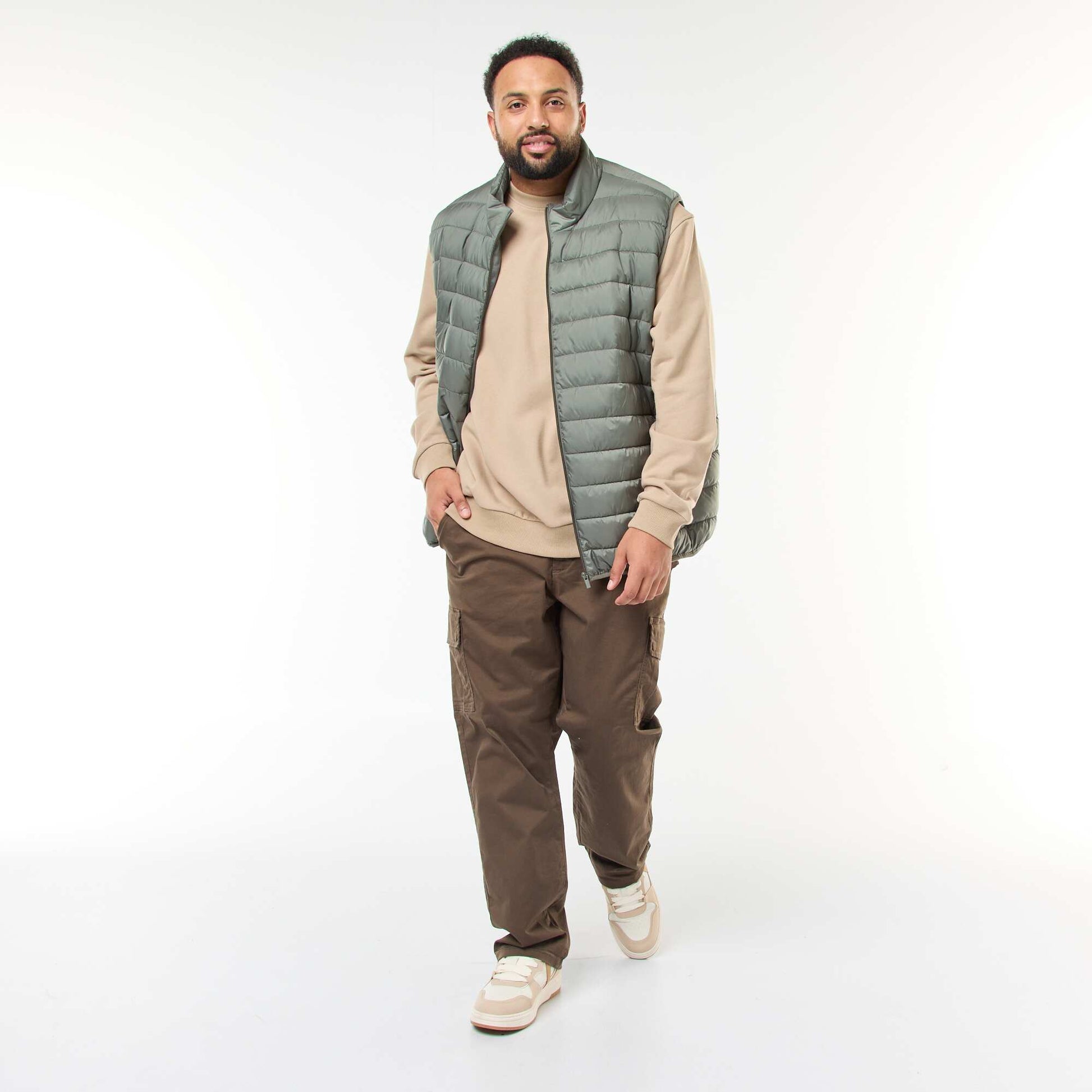 Buzo estampada a doble cara en felpa ligera BEIGE