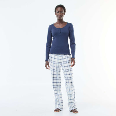 Conjunto de pijama de franela de algodón BLANCO