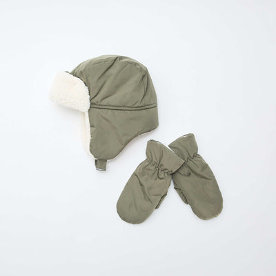 Conjunto gorro con orejeras + manoplas KAKI