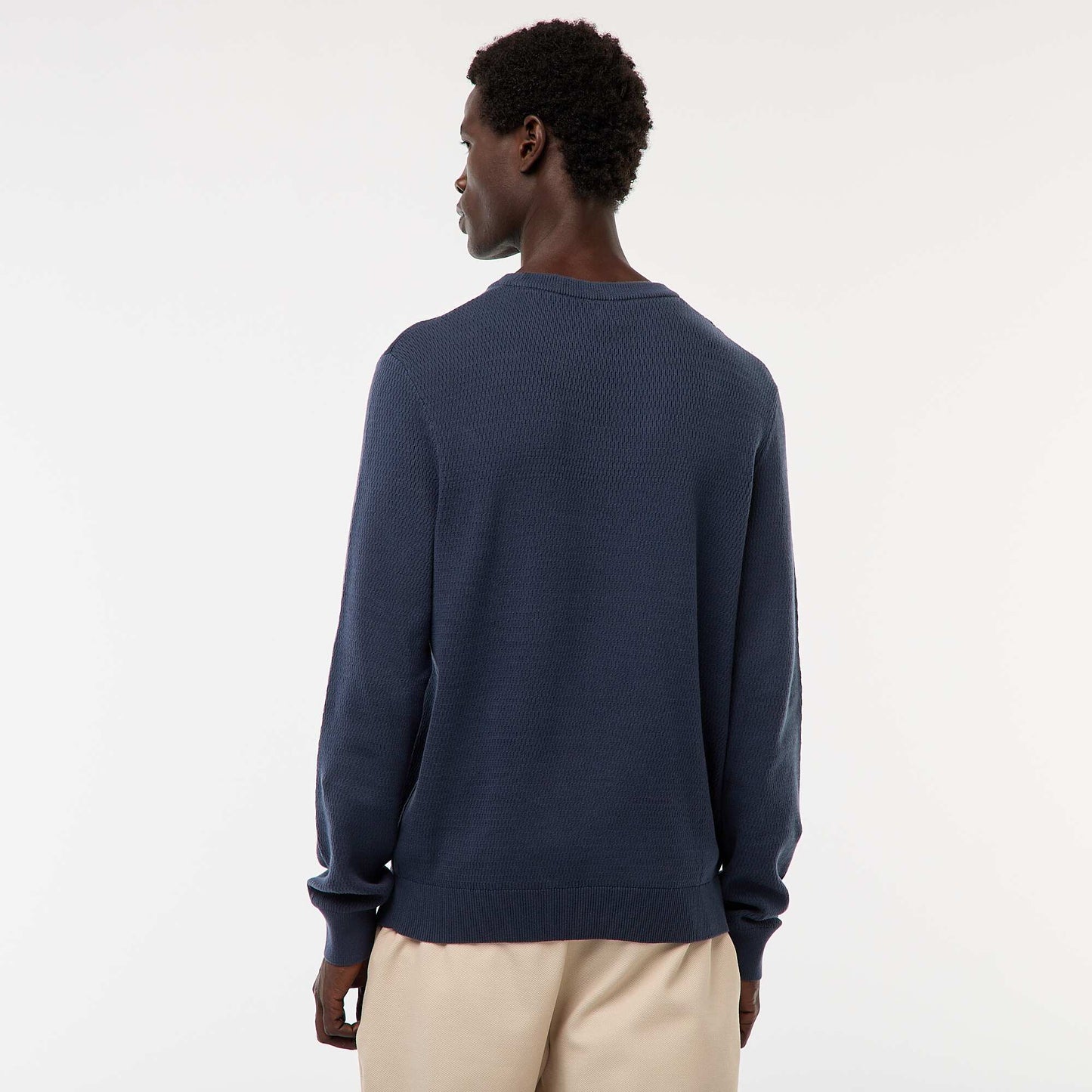 Sweater de punto fantasía con cuello redondo AZUL