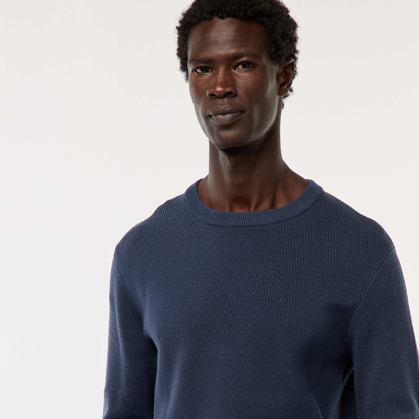 Sweater de punto fantasía con cuello redondo AZUL