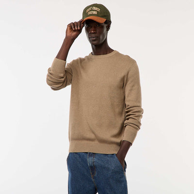 Sweater de punto fantasía con cuello redondo MARRON