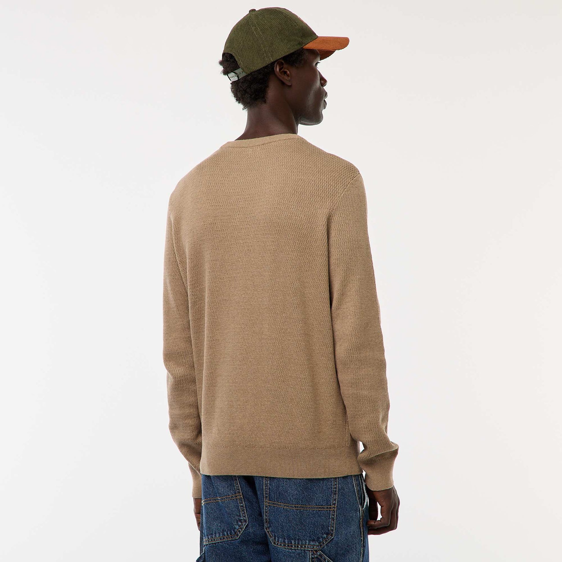 Sweater de punto fantasía con cuello redondo MARRON