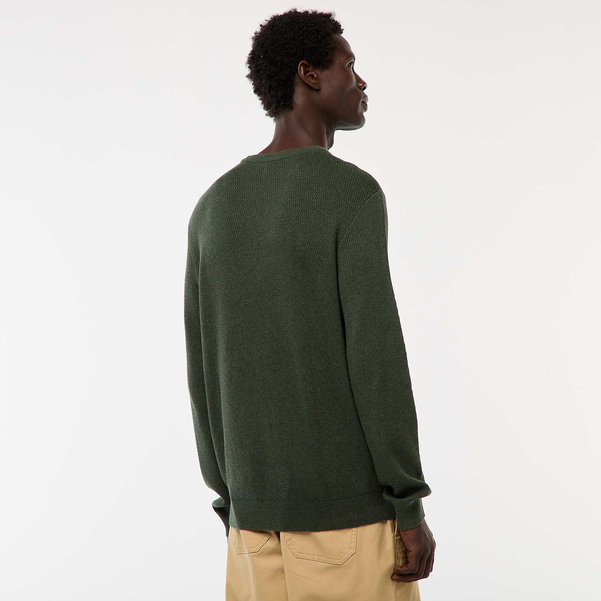 Sweater de punto fantasía con cuello redondo KAKI