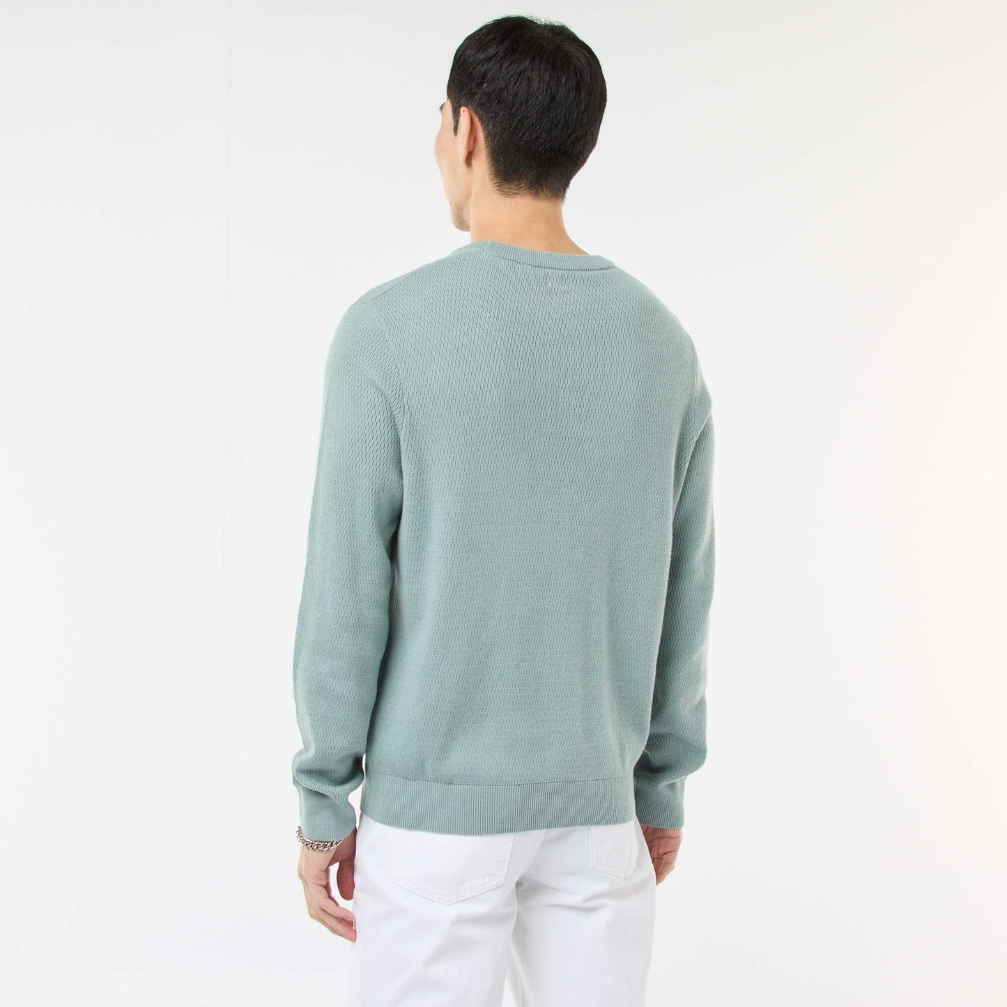 Sweater de punto fantasía con cuello redondo AZUL