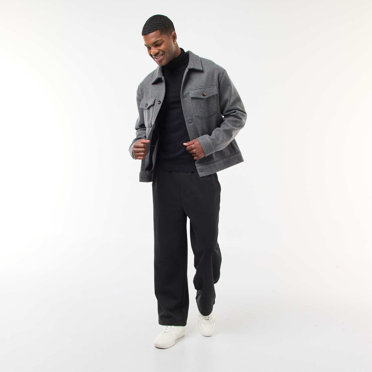Sweater de cuello alto liso NEGRO