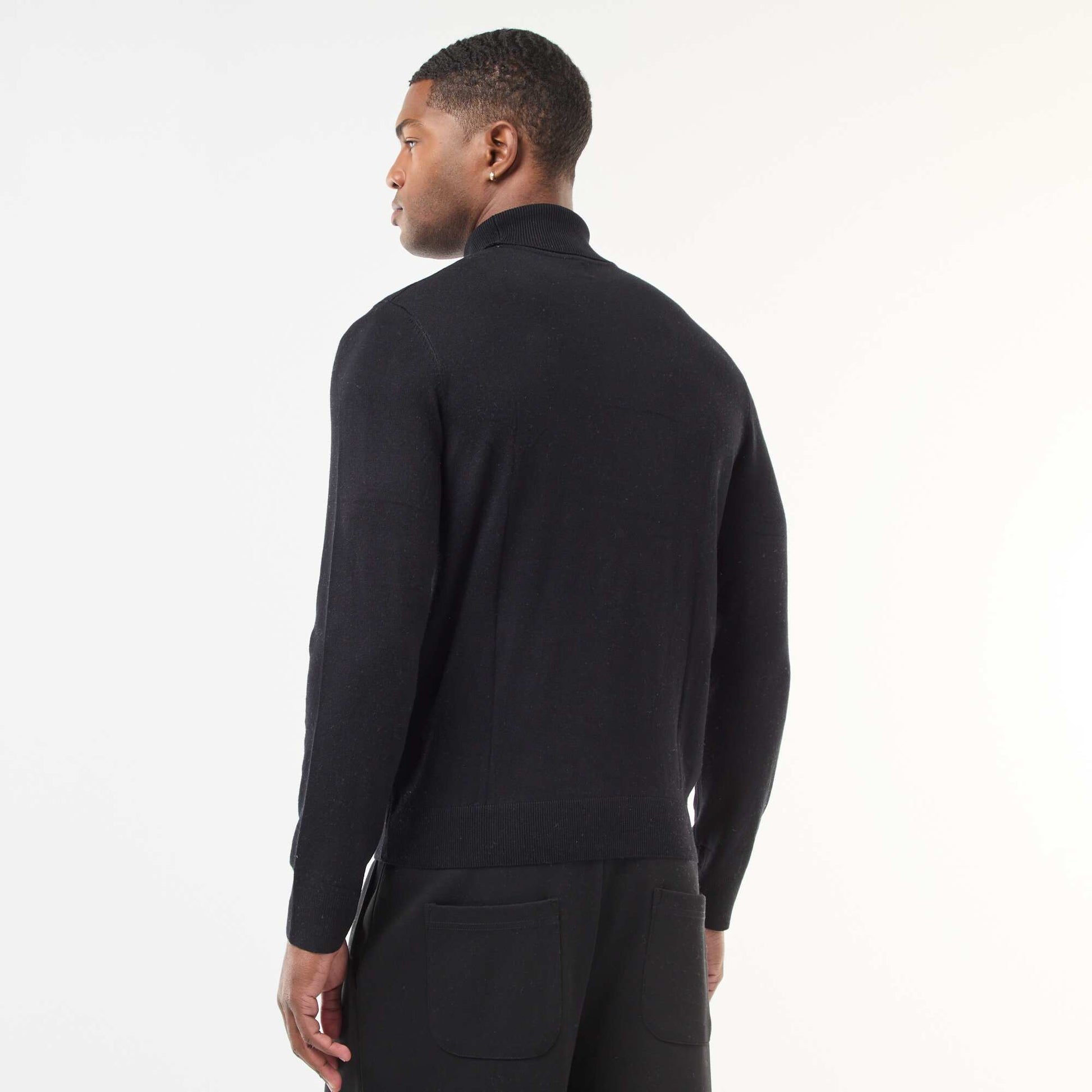 Sweater de cuello alto liso NEGRO