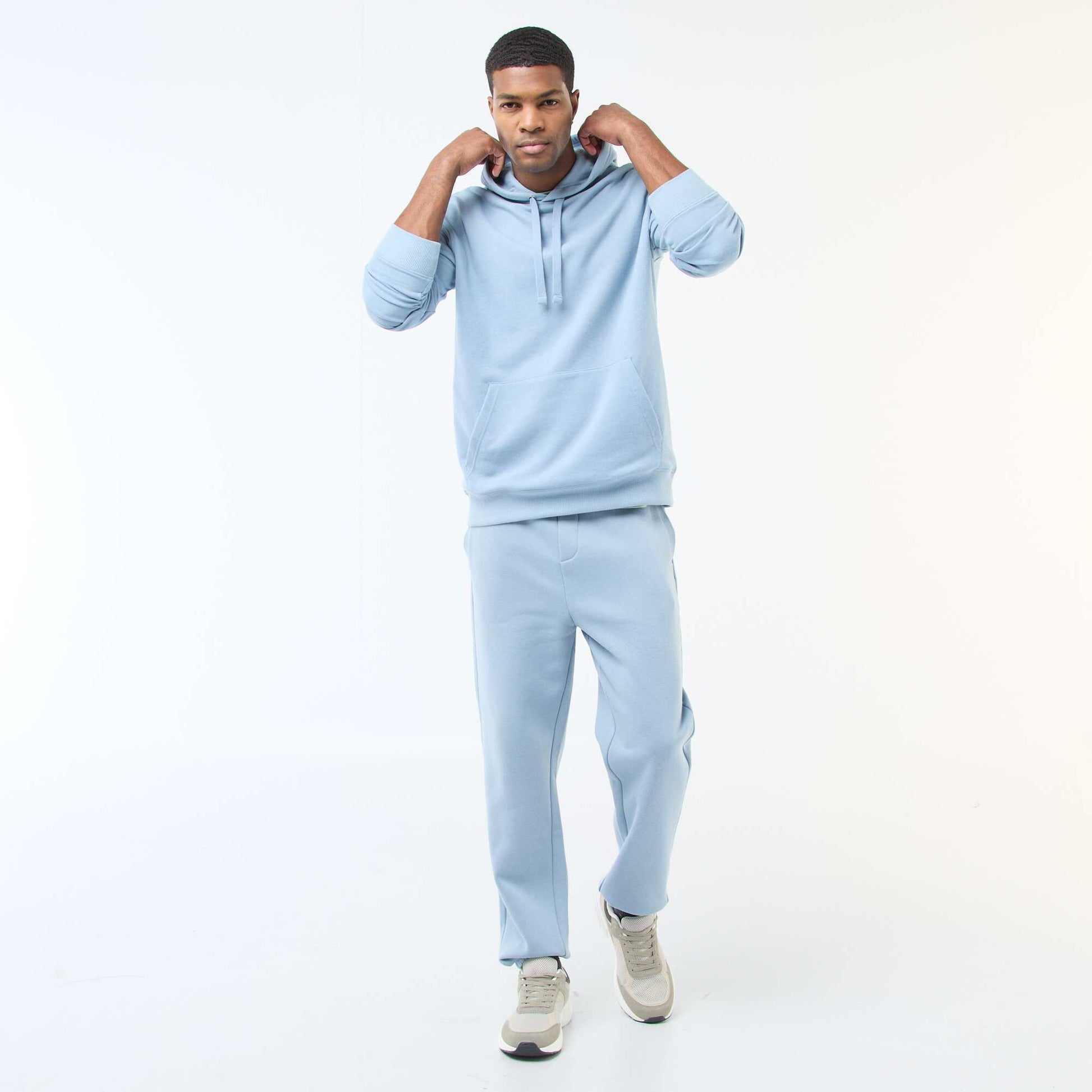 Pantalón de chándal liso con cordones ajustables en la cintura AZUL