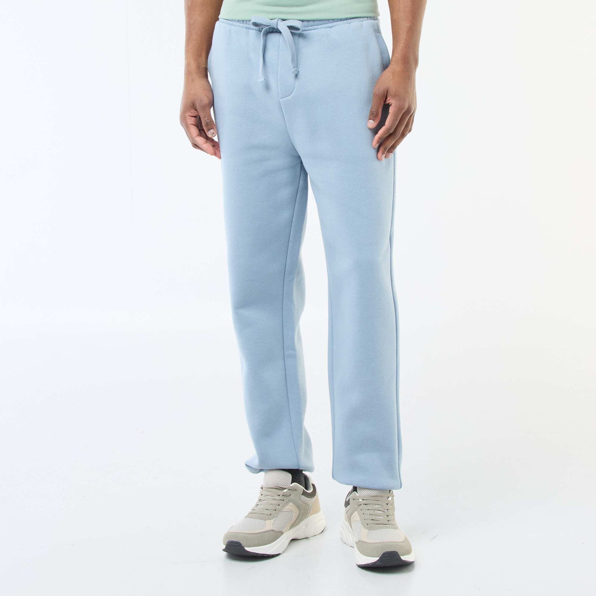 Pantalón de chándal liso con cordones ajustables en la cintura AZUL