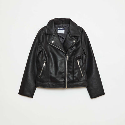 Campera efecto piel texturizada NEGRO