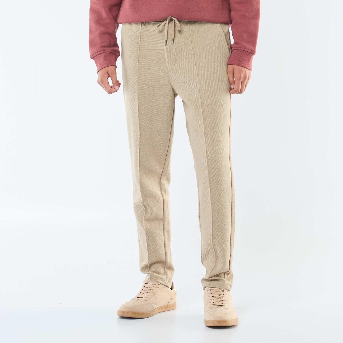 Pantalón de chándal de punto de piqué liso BEIGE
