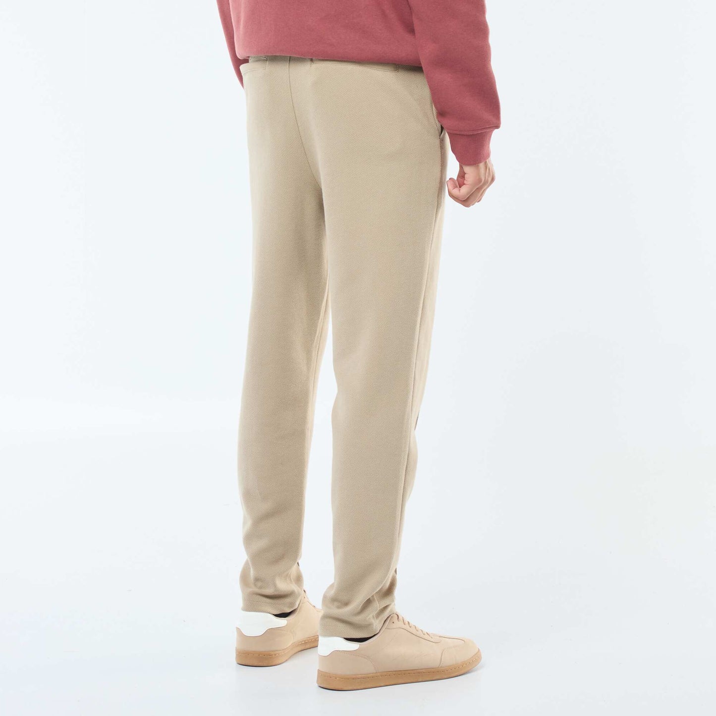 Pantalón de chándal de punto de piqué liso BEIGE