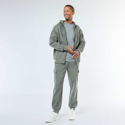 Pantalón de chándal multibolsillos liso VERDE