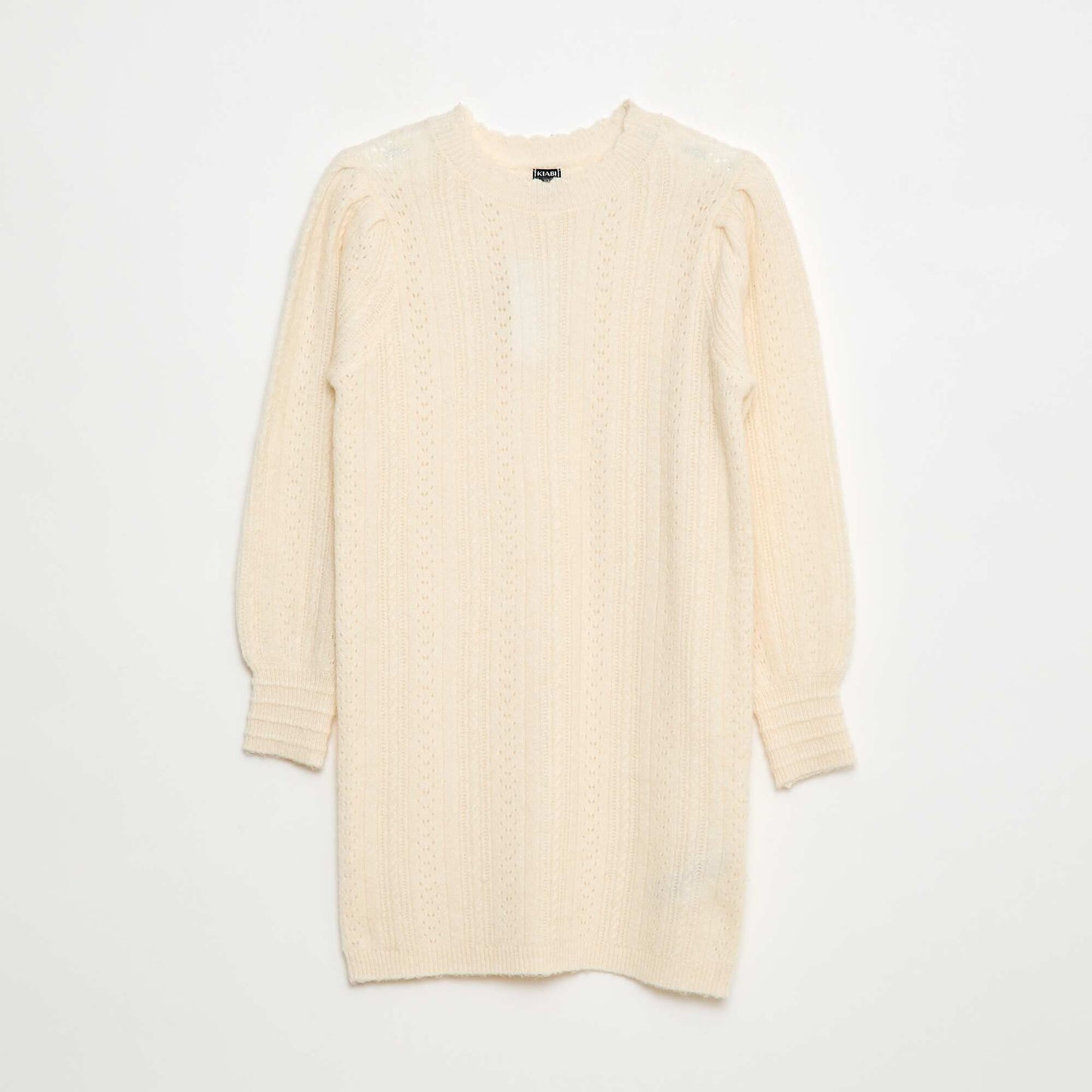 Vestido sweater de punto calado BEIGE