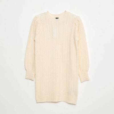Vestido sweater de punto calado BEIGE
