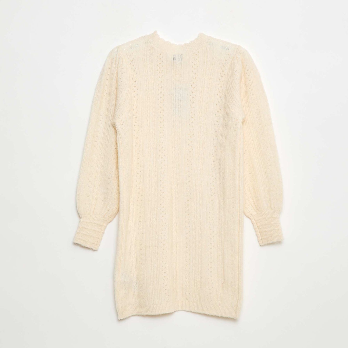 Vestido sweater de punto calado BEIGE
