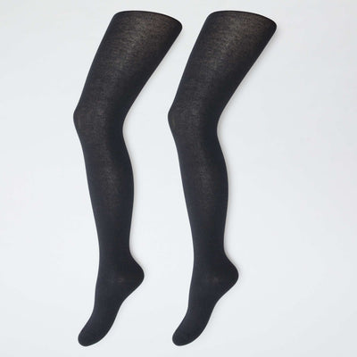 Lote de 2 pares de medias cálidas lisas NEGRO