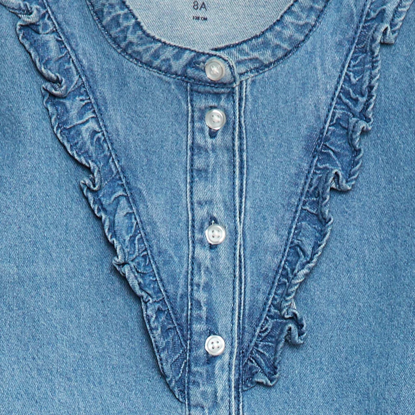 Camisa vaquera con volante en el cuello AZUL