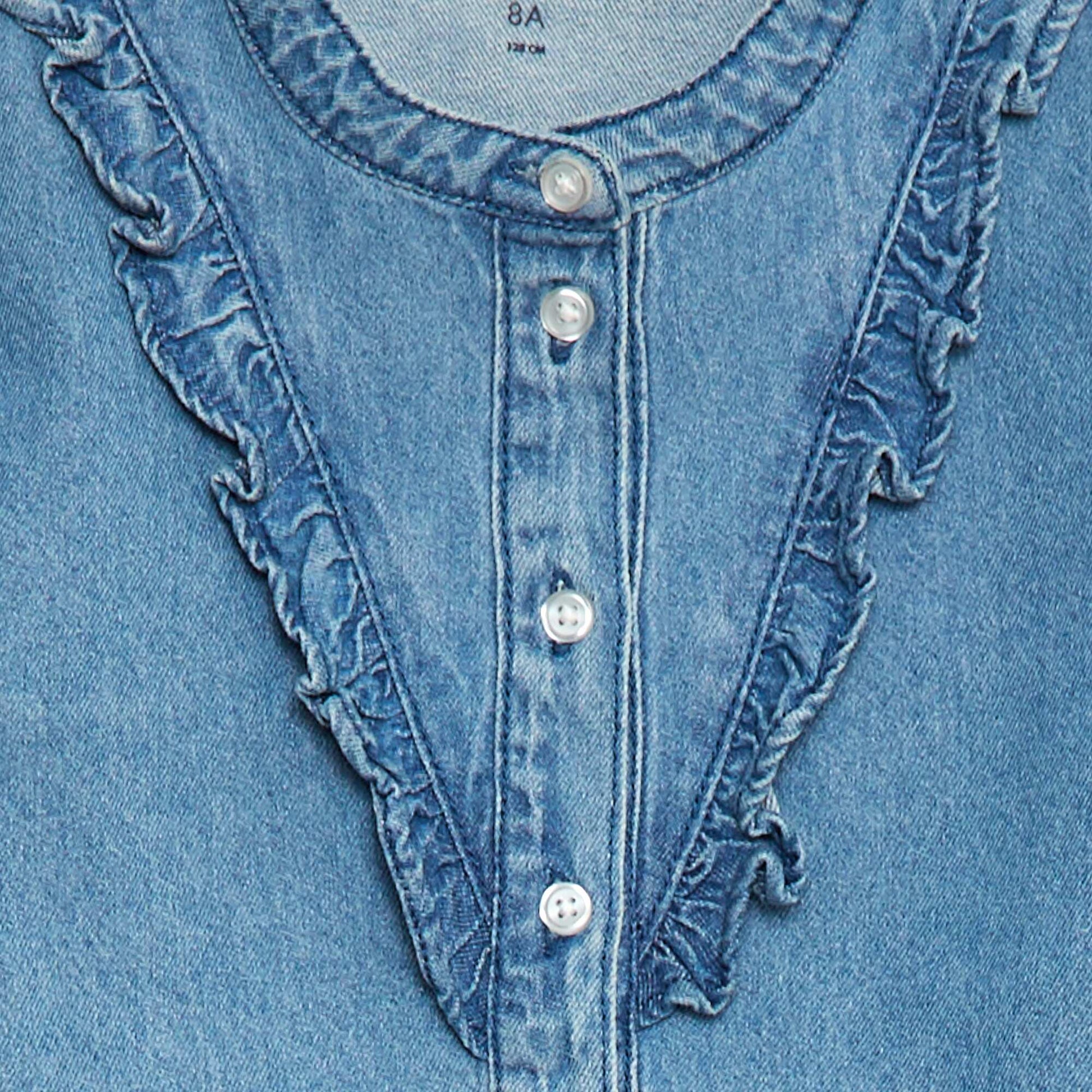 Camisa vaquera con volante en el cuello AZUL