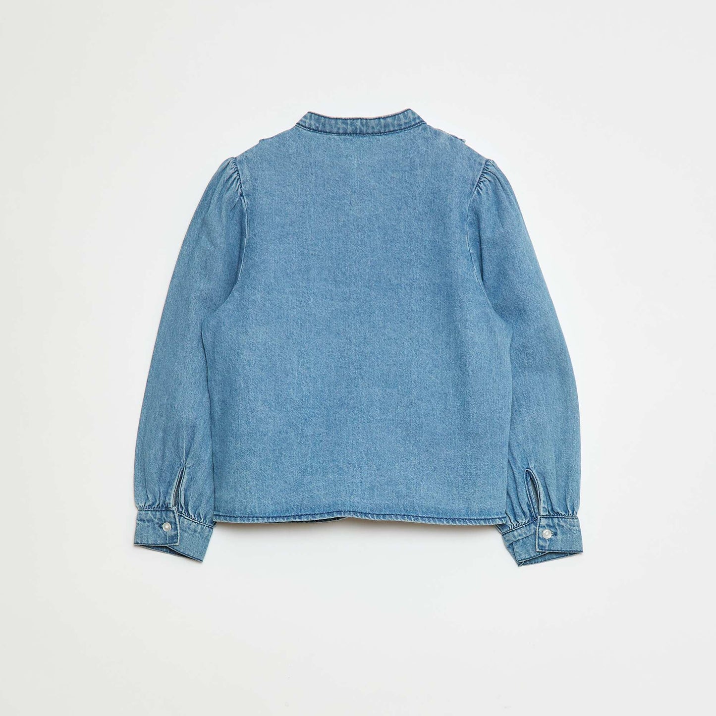 Camisa vaquera con volante en el cuello AZUL