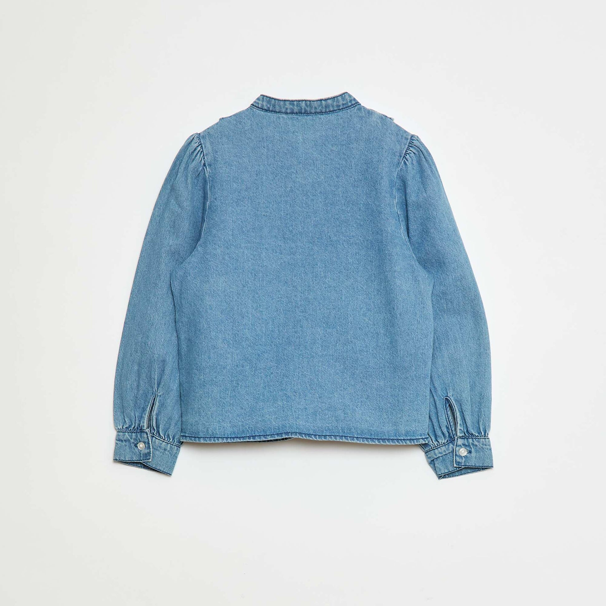 Camisa vaquera con volante en el cuello AZUL