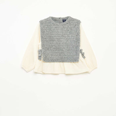 Sweater sin mangas y blusa 2 en 1 GRIS